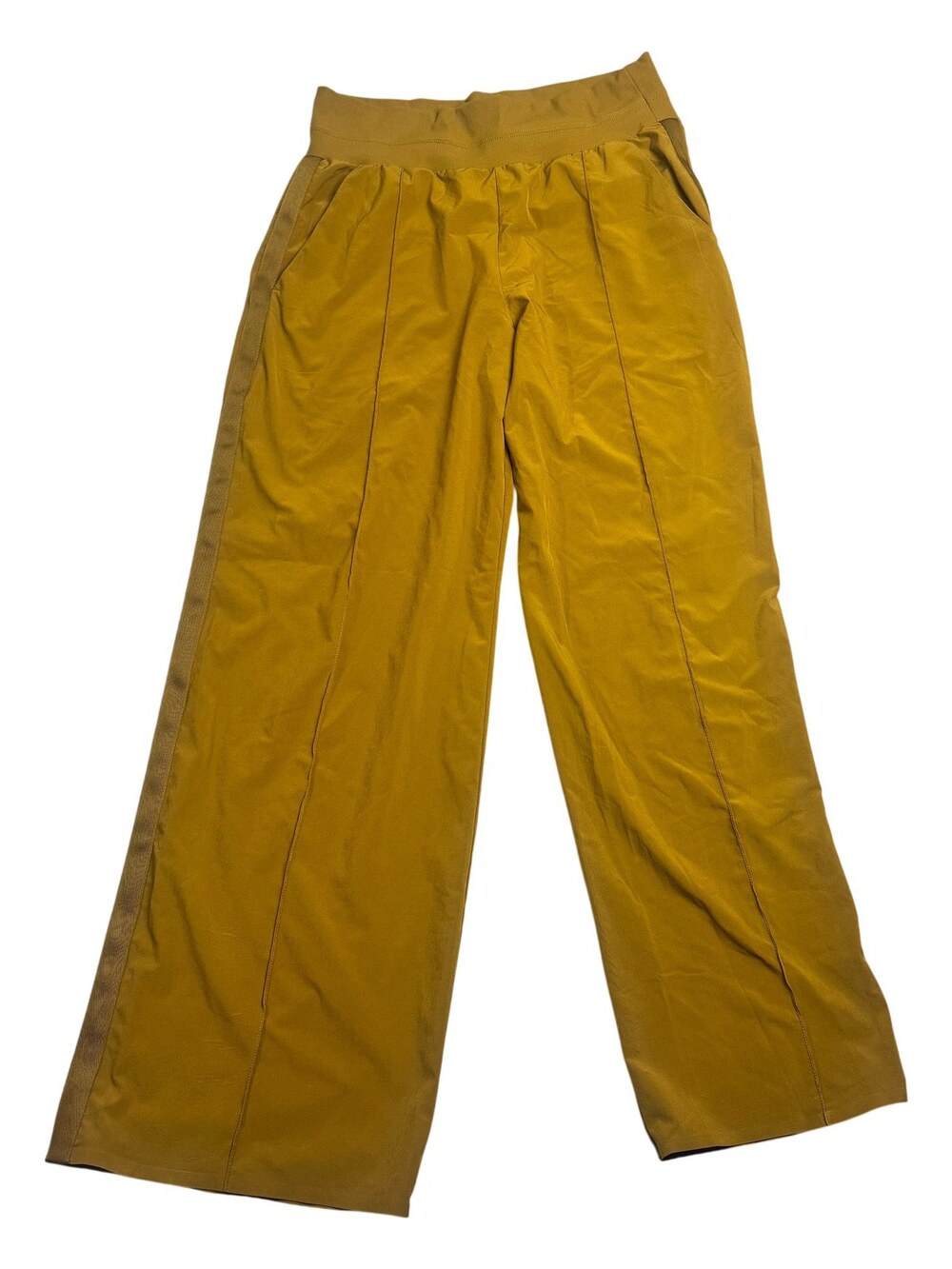 Athleta Womens 12 Mustard Yellow Nolita Wide Leg Pants Stretch Pockets